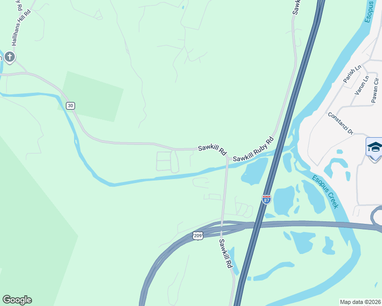 map of restaurants, bars, coffee shops, grocery stores, and more near 687 Sawkill Road in Kingston