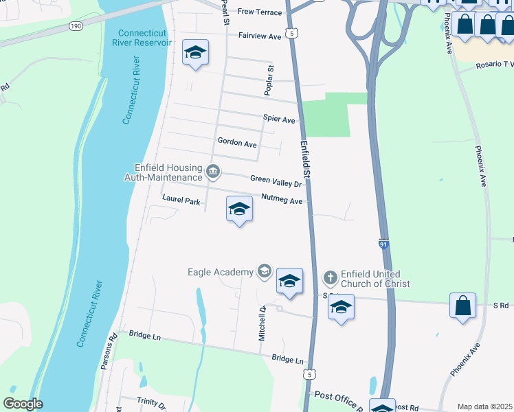 map of restaurants, bars, coffee shops, grocery stores, and more near 13 Nutmeg Avenue in Enfield