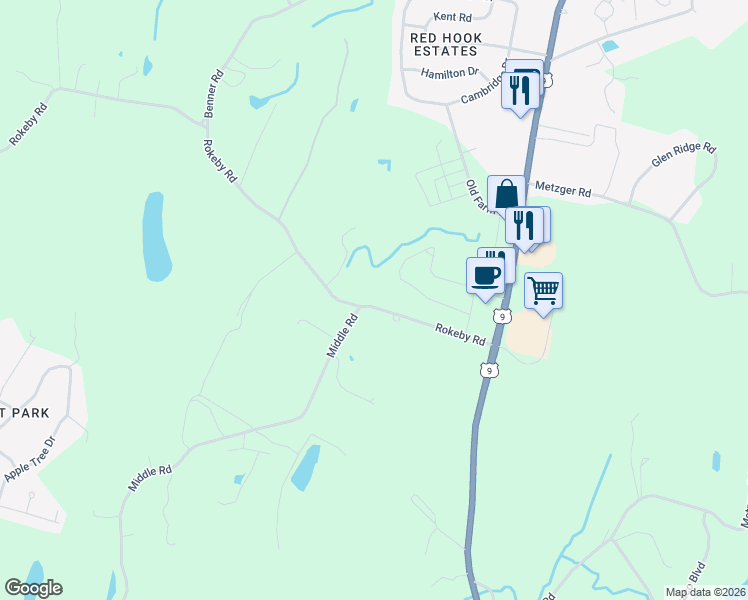 map of restaurants, bars, coffee shops, grocery stores, and more near 62 Rokeby Road in Red Hook