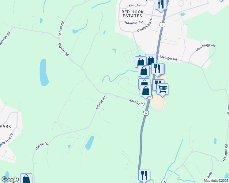 map of restaurants, bars, coffee shops, grocery stores, and more near 62 Rokeby Road in Red Hook