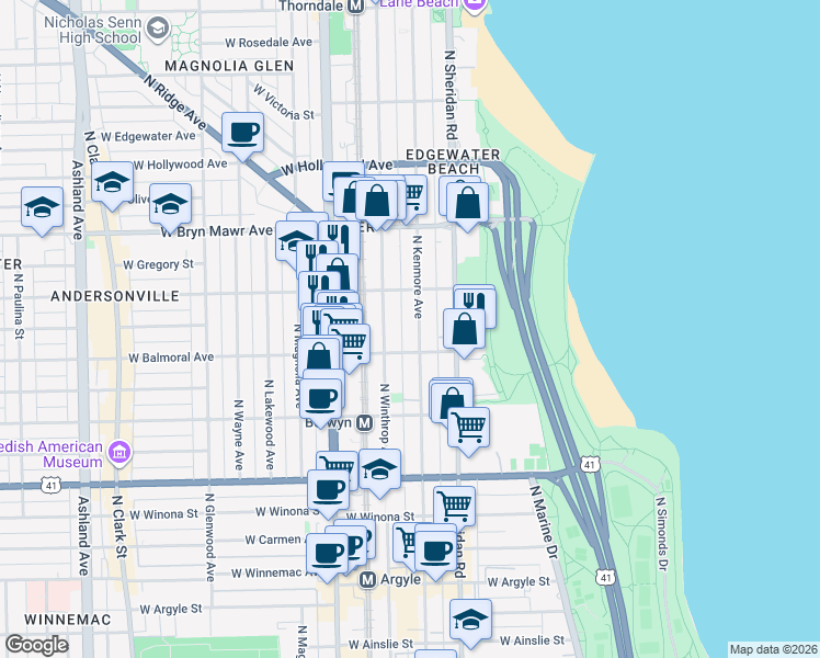 map of restaurants, bars, coffee shops, grocery stores, and more near in Chicago
