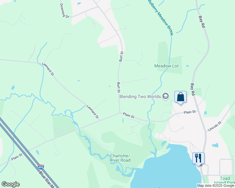 map of restaurants, bars, coffee shops, grocery stores, and more near 137 Burt Street in Norton