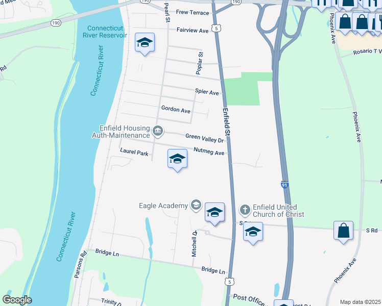 map of restaurants, bars, coffee shops, grocery stores, and more near 13 Nutmeg Avenue in Enfield