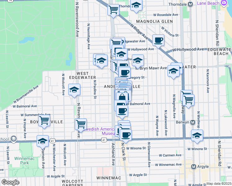 map of restaurants, bars, coffee shops, grocery stores, and more near in Chicago