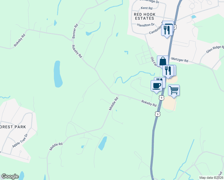 map of restaurants, bars, coffee shops, grocery stores, and more near 75 Rokeby Road in Red Hook