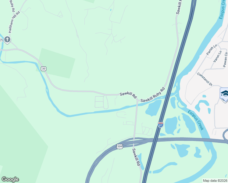 map of restaurants, bars, coffee shops, grocery stores, and more near 687 Sawkill Road in Kingston