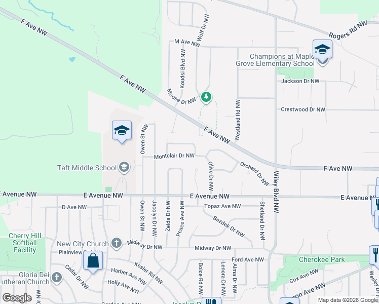 map of restaurants, bars, coffee shops, grocery stores, and more near in Cedar Rapids