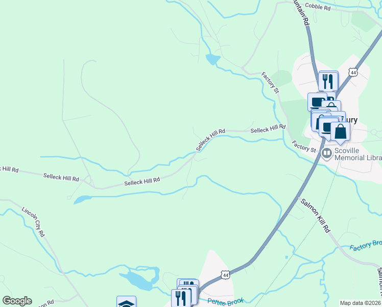 map of restaurants, bars, coffee shops, grocery stores, and more near 69 Selleck Hill Road in Salisbury
