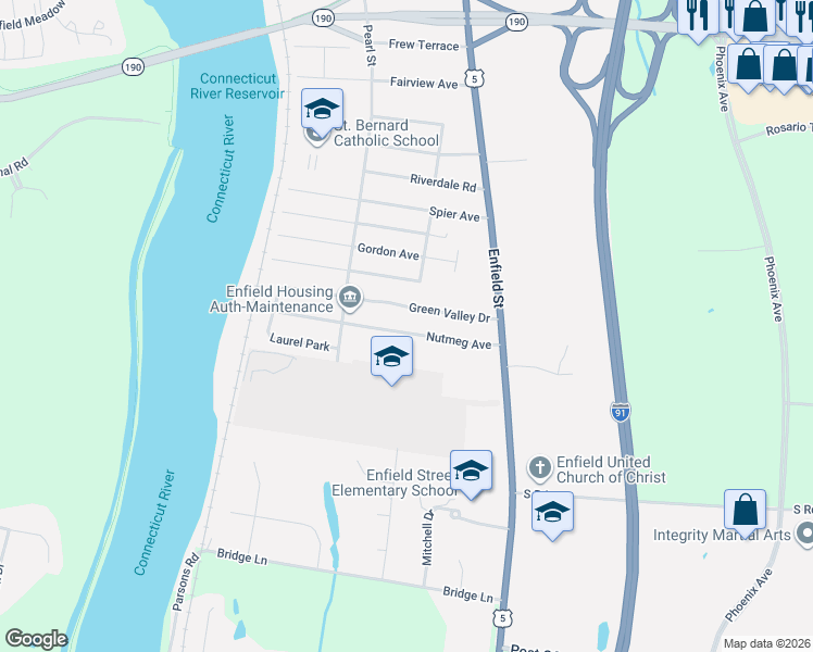 map of restaurants, bars, coffee shops, grocery stores, and more near 14 Nutmeg Avenue in Enfield