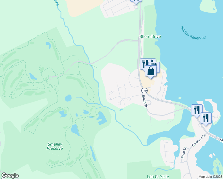 map of restaurants, bars, coffee shops, grocery stores, and more near 135 Godfrey Drive in Norton