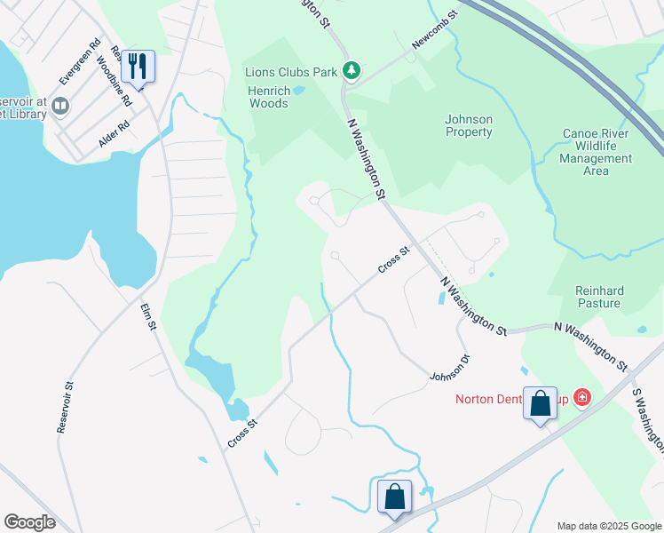 map of restaurants, bars, coffee shops, grocery stores, and more near 4 Eisnor Drive in Norton
