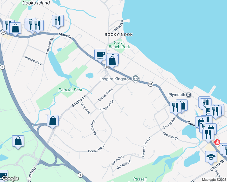 map of restaurants, bars, coffee shops, grocery stores, and more near 20 Crescent Street in Kingston