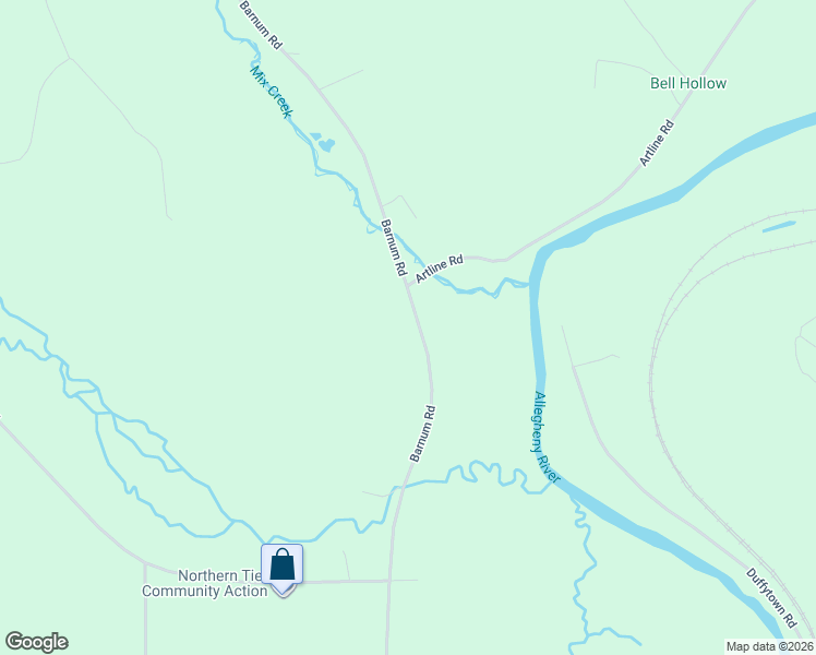 map of restaurants, bars, coffee shops, grocery stores, and more near Barnum Road in Eldred