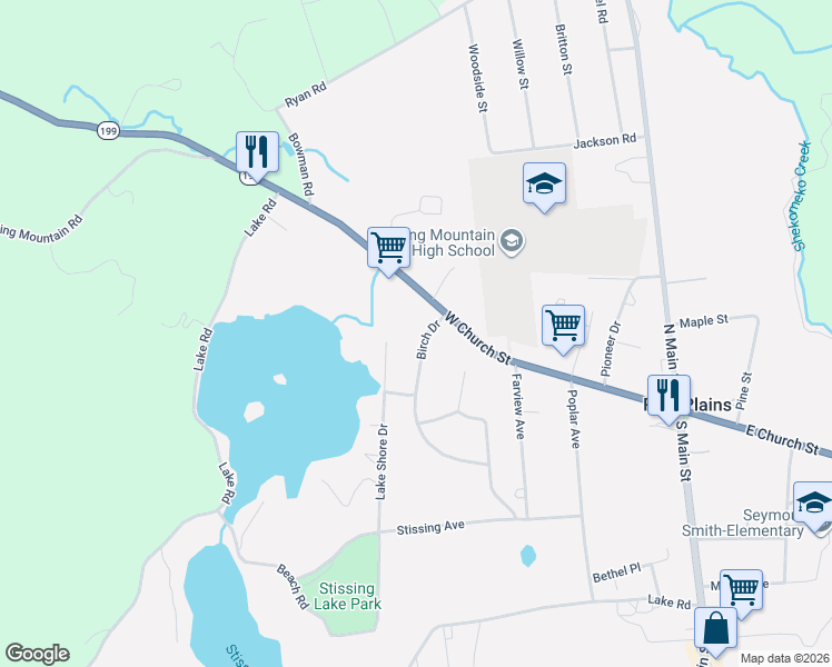 map of restaurants, bars, coffee shops, grocery stores, and more near 71 Birch Drive in Pine Plains