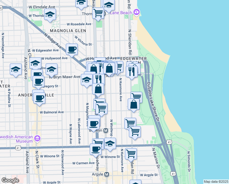 map of restaurants, bars, coffee shops, grocery stores, and more near in Chicago