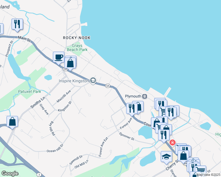 map of restaurants, bars, coffee shops, grocery stores, and more near 4 Main Street in Kingston