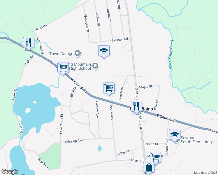 map of restaurants, bars, coffee shops, grocery stores, and more near 34 Town Centre Road in Pine Plains