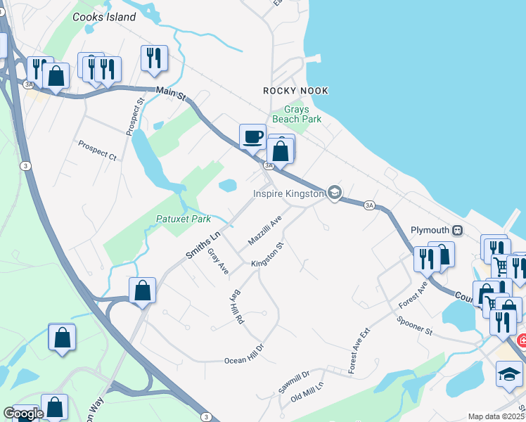 map of restaurants, bars, coffee shops, grocery stores, and more near 8 Braunecker Avenue in Kingston