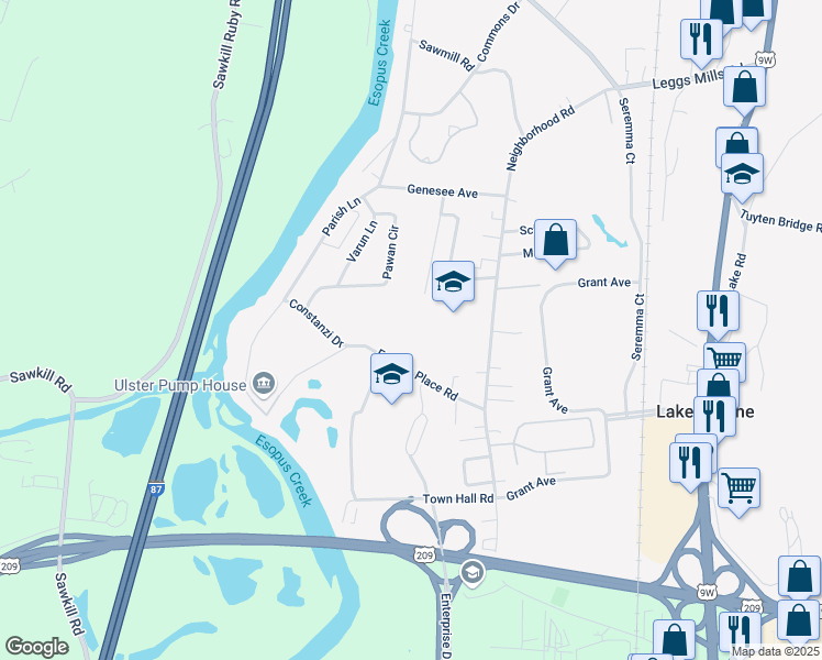 map of restaurants, bars, coffee shops, grocery stores, and more near 767 Neighborhood Road in Lake Katrine