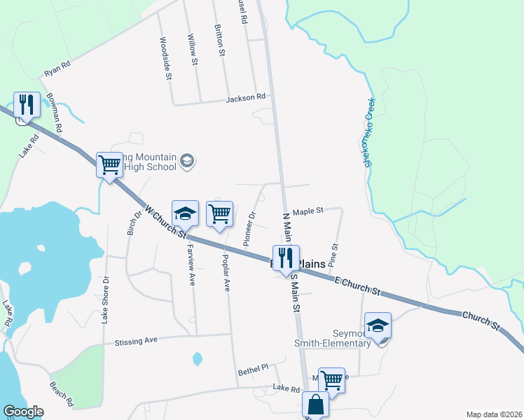 map of restaurants, bars, coffee shops, grocery stores, and more near 30 Pioneer Drive in Pine Plains
