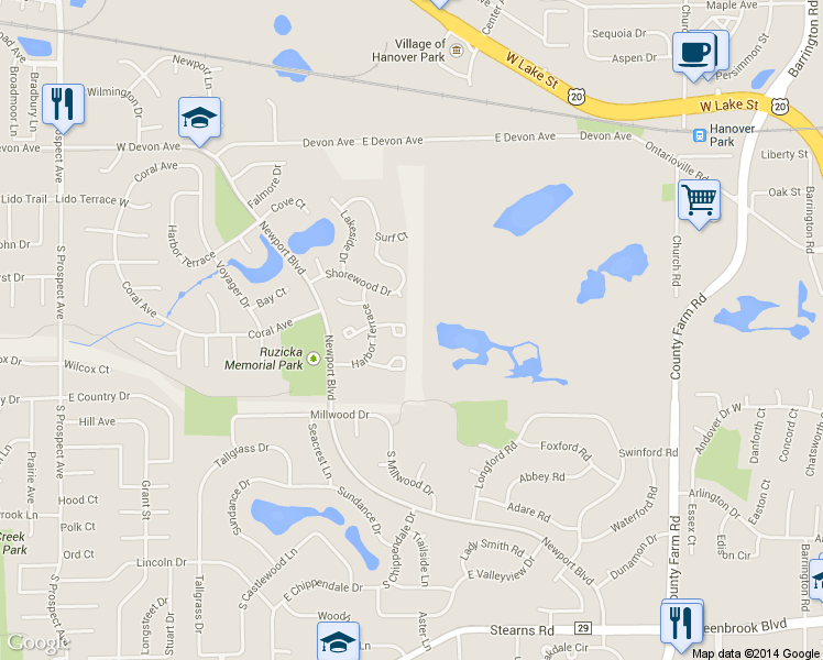 map of restaurants, bars, coffee shops, grocery stores, and more near 1113 Sandpiper Court in Bartlett