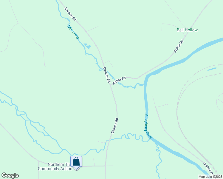 map of restaurants, bars, coffee shops, grocery stores, and more near Barnum Road in Eldred