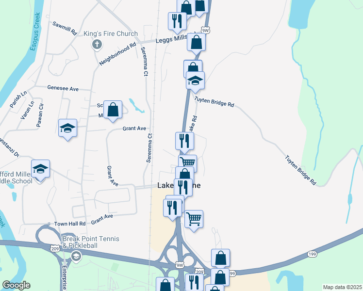 map of restaurants, bars, coffee shops, grocery stores, and more near in Lake Katrine