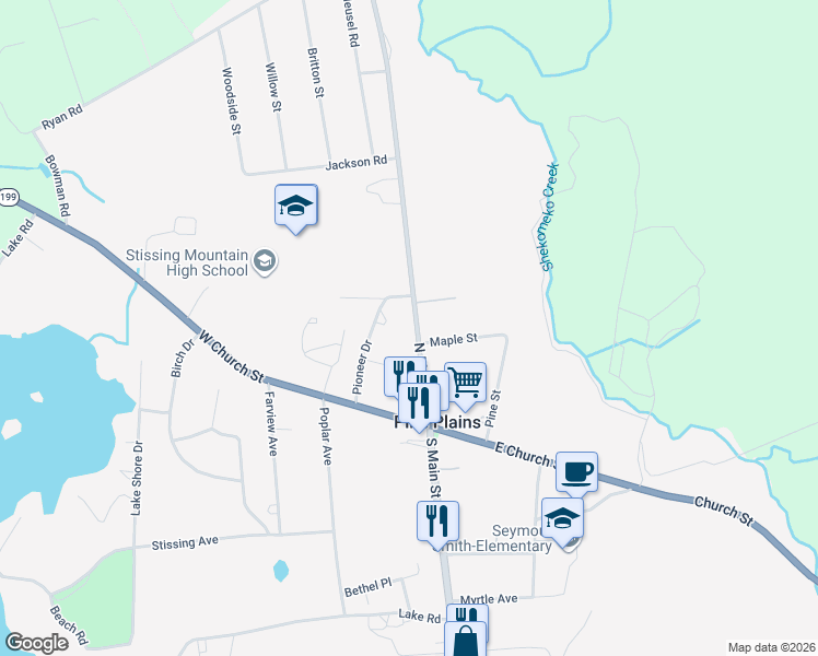 map of restaurants, bars, coffee shops, grocery stores, and more near 30 Pioneer Drive in Pine Plains