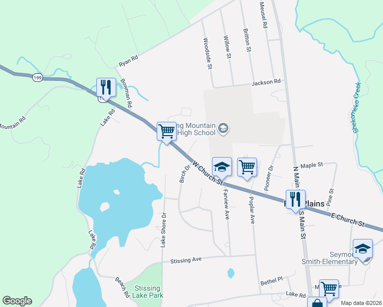 map of restaurants, bars, coffee shops, grocery stores, and more near 10 Harrison Lane in Pine Plains