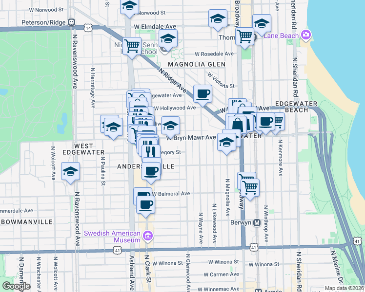 map of restaurants, bars, coffee shops, grocery stores, and more near in Chicago