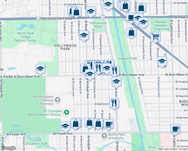 map of restaurants, bars, coffee shops, grocery stores, and more near in Chicago