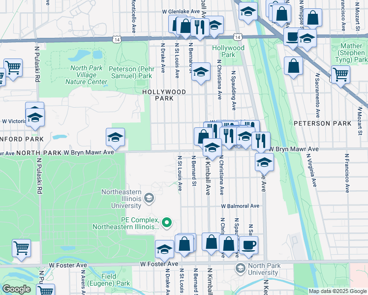map of restaurants, bars, coffee shops, grocery stores, and more near in Chicago