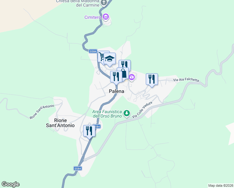 map of restaurants, bars, coffee shops, grocery stores, and more near 13 Via Casepente in Palena