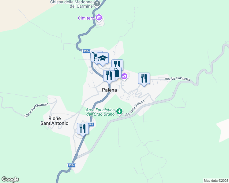 map of restaurants, bars, coffee shops, grocery stores, and more near 13 Via Casepente in Palena