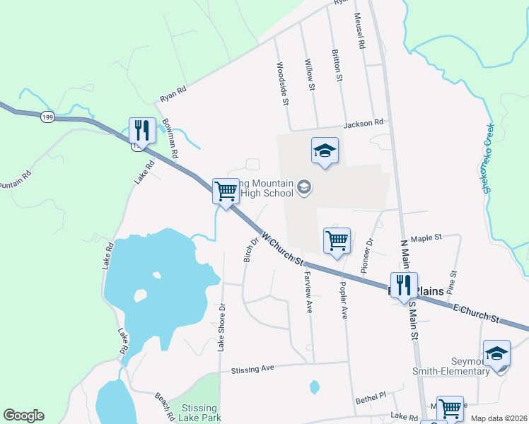 map of restaurants, bars, coffee shops, grocery stores, and more near 10 Harrison Lane in Pine Plains
