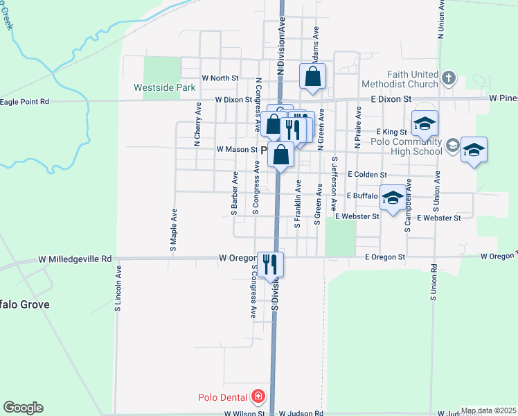 map of restaurants, bars, coffee shops, grocery stores, and more near 310 South Congress Avenue in Polo