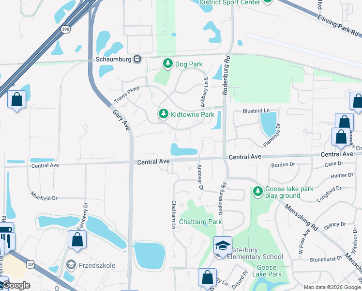 map of restaurants, bars, coffee shops, grocery stores, and more near 105 Hastings Court in Roselle