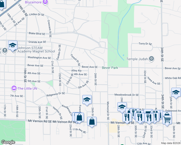 map of restaurants, bars, coffee shops, grocery stores, and more near 2428 4th Ave SE in Cedar Rapids