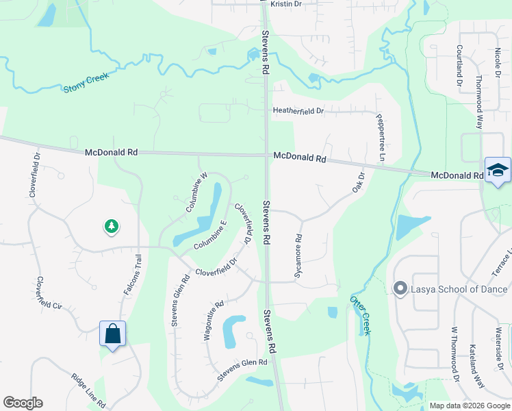 map of restaurants, bars, coffee shops, grocery stores, and more near 38W214 Oak Drive in St. Charles