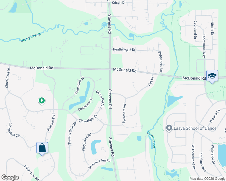 map of restaurants, bars, coffee shops, grocery stores, and more near 38W214 Oak Drive in St. Charles