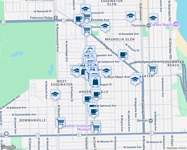 map of restaurants, bars, coffee shops, grocery stores, and more near in Chicago