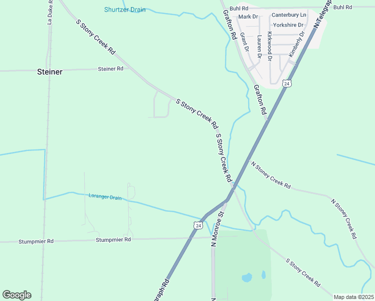 map of restaurants, bars, coffee shops, grocery stores, and more near 7437 South Stony Creek Road in Monroe