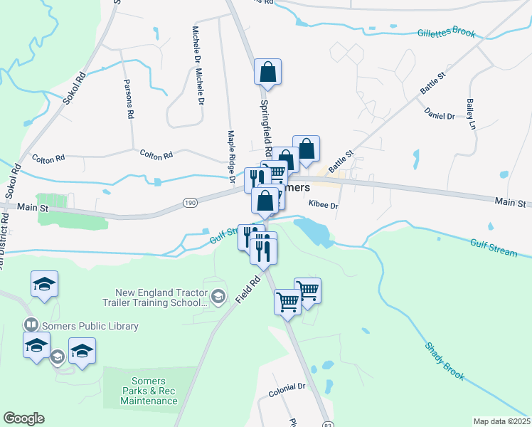 map of restaurants, bars, coffee shops, grocery stores, and more near 49 Somers Hill Circle in Somers