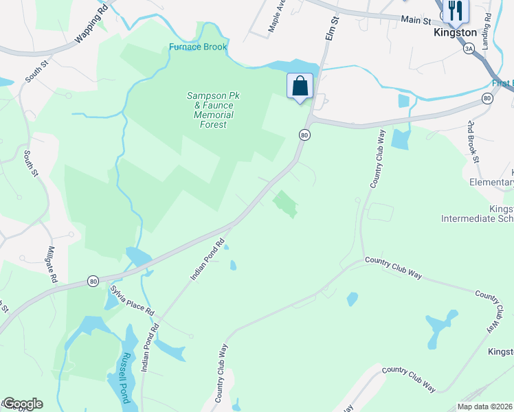 map of restaurants, bars, coffee shops, grocery stores, and more near 142 Elm Street in Kingston