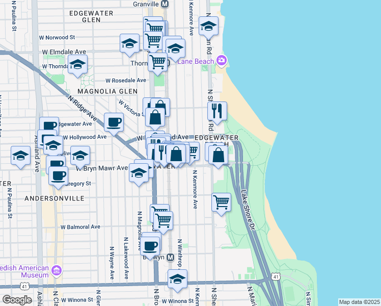 map of restaurants, bars, coffee shops, grocery stores, and more near in Chicago