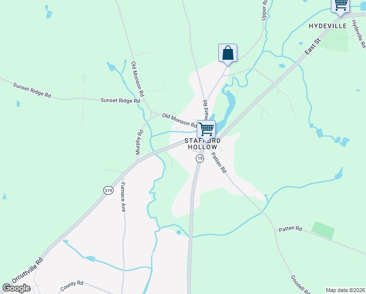 map of restaurants, bars, coffee shops, grocery stores, and more near 275 Orcuttville Road in Stafford