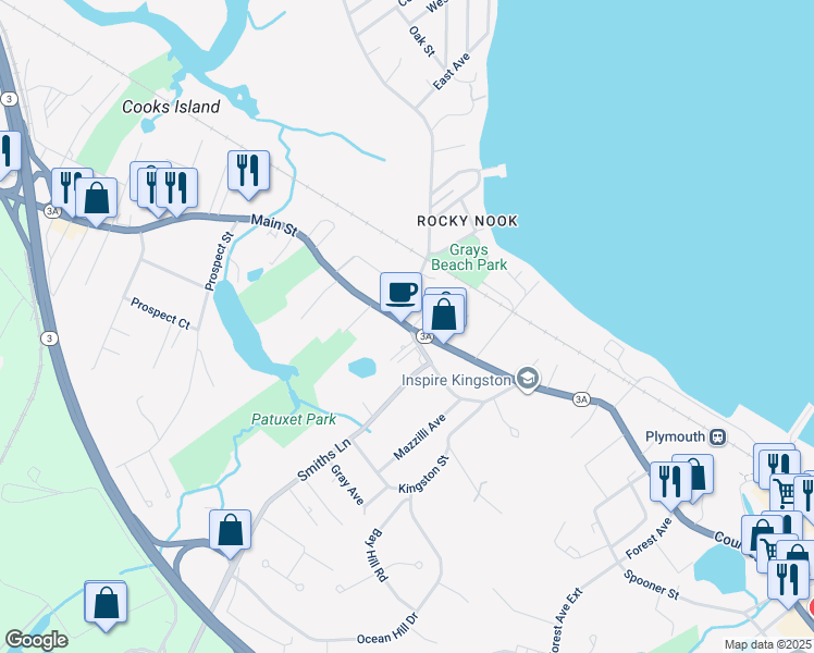 map of restaurants, bars, coffee shops, grocery stores, and more near 59 Main St in Kingston