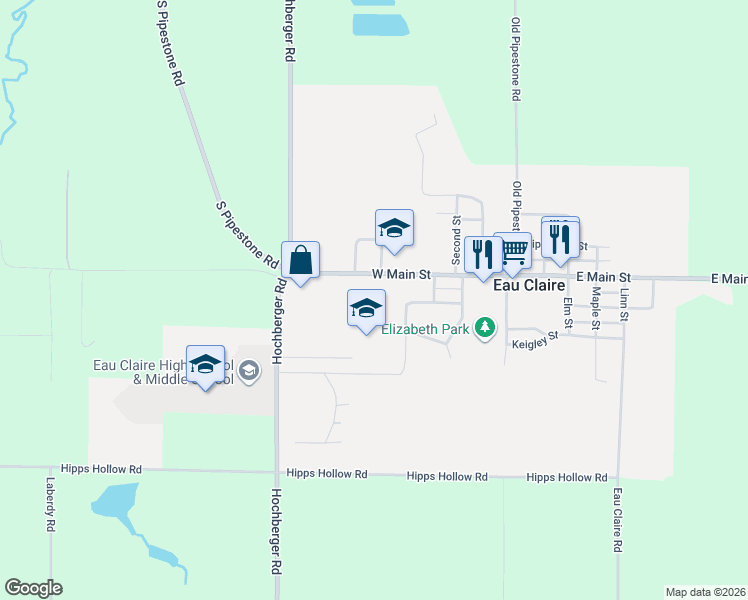 map of restaurants, bars, coffee shops, grocery stores, and more near 6248 West Main Street in Eau Claire