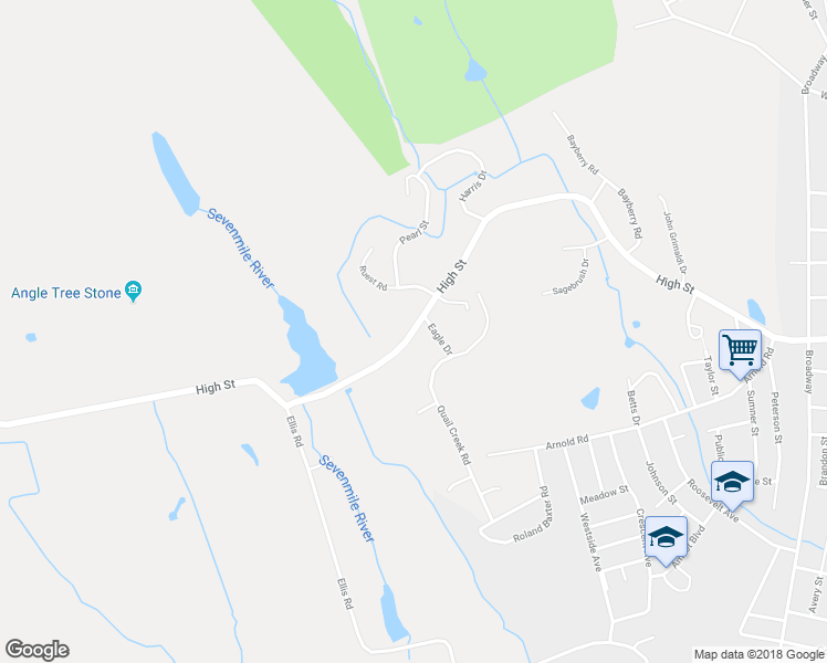 map of restaurants, bars, coffee shops, grocery stores, and more near 522 High Street in North Attleborough