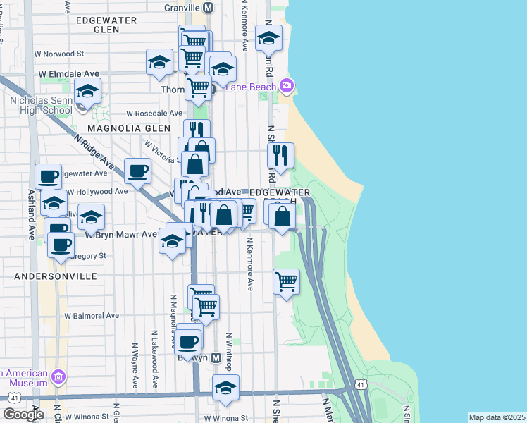 map of restaurants, bars, coffee shops, grocery stores, and more near in Chicago